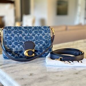 Authentic LIKE NEW Coach Tabby Washed Denim Shoulder / Crossbody Bag